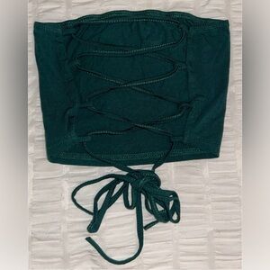Dark green lace up backless crop tube top! Brand new with tags!
